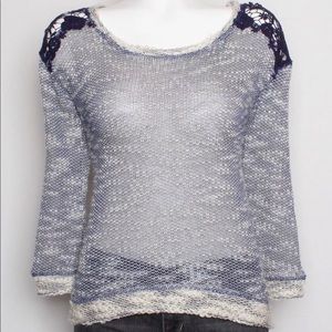 Jessica Simpson Blue Knit With Lace Sweater XS